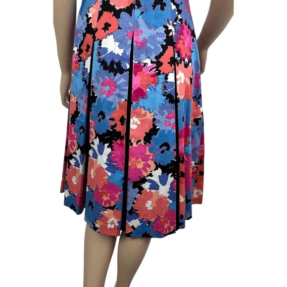 JAX Colorful Floral Print Belted Cap Sleeve Dress Sz 8 Paneled Skirt - Picture 8 of 13